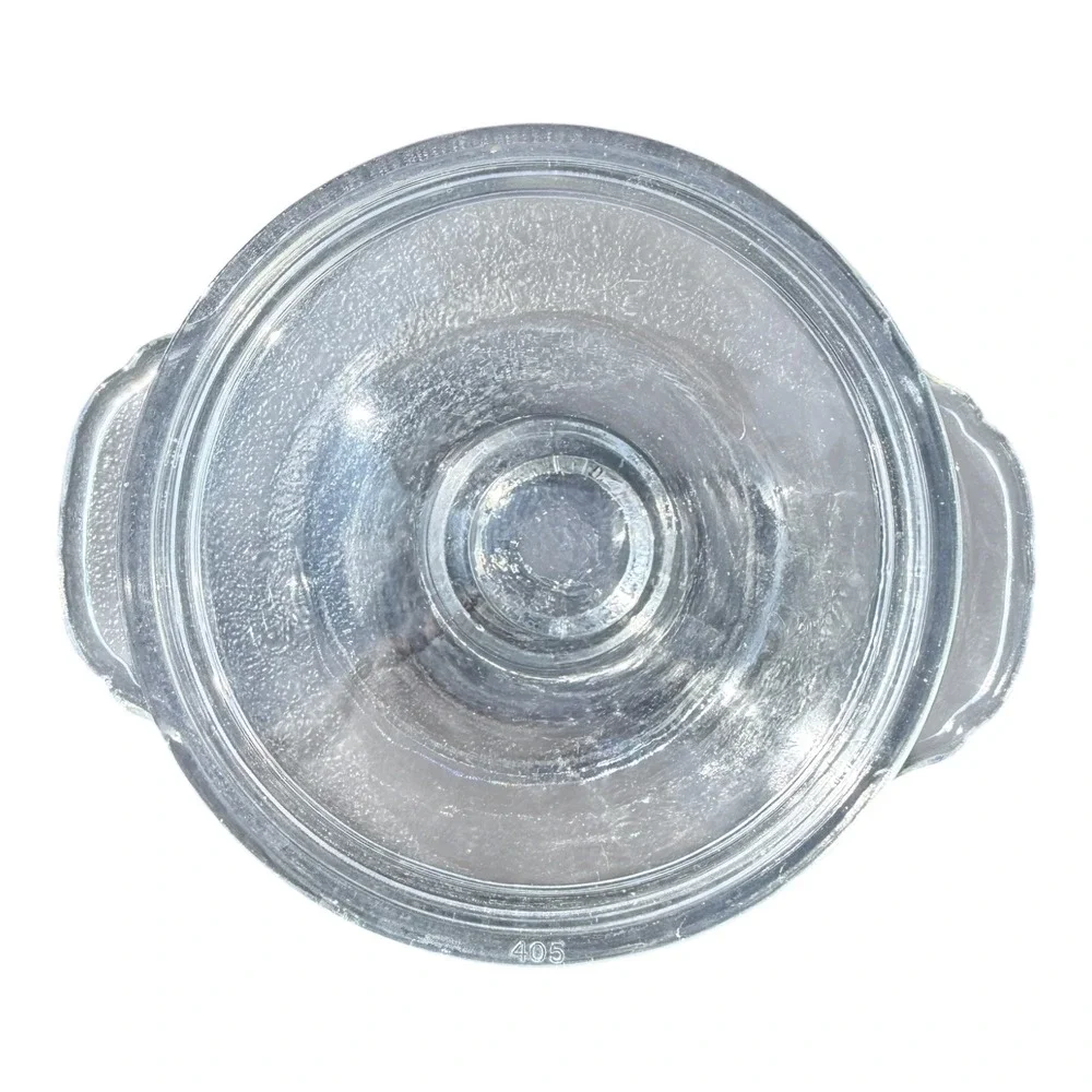 Fire King Casserole Dish 1 PT Clear Glass Round Lidded 405 USA VTG Kitchenware